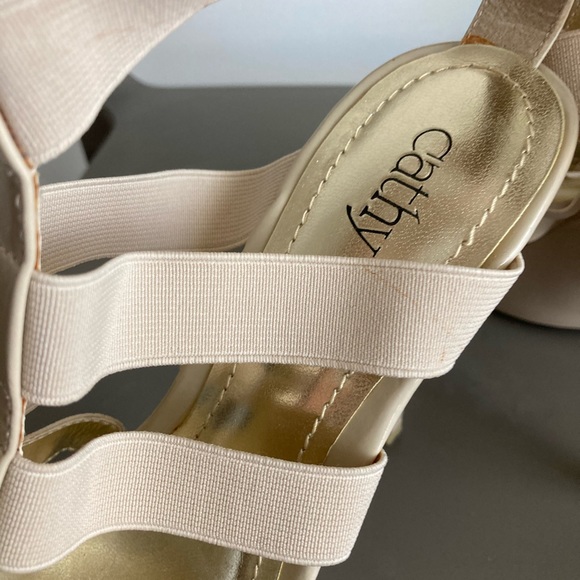 CATHY Beige material heels - Picture 2 of 8